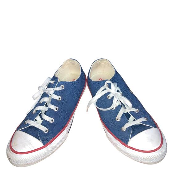 Women’s Converse Low Navy Eyelet Sneakers with Red Trim-size 6 - Picture 4 of 8